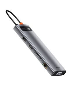 תחנת עגינה בסוס 11 חיבורים מתכתית טעינה עד 100W חיבור 3 מסכים Baseus CAGUB-CT0G Metal Gleam