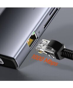 תחנת עגינה בסוס 11 חיבורים מתכתית טעינה עד 100W חיבור 3 מסכים Baseus CAGUB-CT0G Metal Gleam