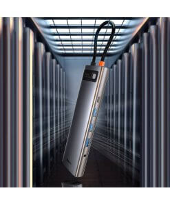 תחנת עגינה בסוס 11 חיבורים מתכתית טעינה עד 100W חיבור 3 מסכים Baseus CAGUB-CT0G Metal Gleam