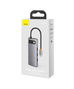 תחנת עגינה בסוס 6 חיבורים מתכתית טעינה עד 100W חיבור Baseus | CAHUB-CW0G | Metal Gleam 6in1 multifunctional HUB USB-C