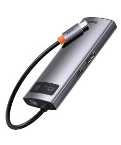 תחנת עגינה בסוס 6 חיבורים מתכתית טעינה עד 100W חיבור Baseus | CAHUB-CW0G | Metal Gleam 6in1 multifunctional HUB USB-C