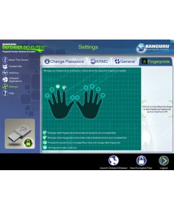 זיכרון נייד מוצפן - Kanguru KDBE30-16G Defender Bio-Elite30 16GB USB3.2 Biometric Fingerprint encrypted AES 256-Bit Hardware Encryption