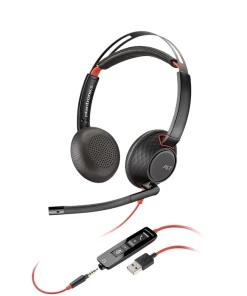 אוזניות חוטיות עם מיקרופון חיבור USB פולי POLY 207576-03 Blackwire C5220- Wired, Dual-Ear (Stereo) Headset with Mic (1)