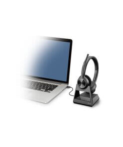 אוזניות חוטיות עם מיקרופון חיבור Wireless כולל מעמד פולי POLY 214777-05 Savi 7320 Office DECT Headset (1)