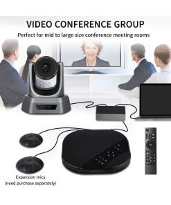 מצלמת רשת לחדרי ישיבות קיט כולל דיבורית ושתי מיקרופונים שולחניים TENVEO TEVO-VA3000E USB Webcam 1080P PTZ