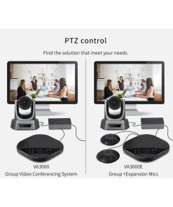 מצלמת רשת לחדרי ישיבות קיט כולל דיבורית ושתי מיקרופונים שולחניים TENVEO TEVO-VA3000E USB Webcam 1080P PTZ