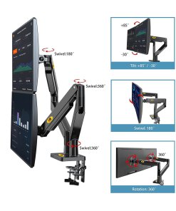 זרוע צג ל 2 מסכים ארגונומית דו-מפרקית גודל מסך עד 32 אינץ' NORTH BAYOU G32-B