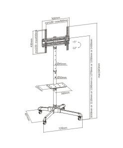 לומי מעמד תלייה רצפתי לטלוויזיה עם גלגלים גודל 32-55 אינץ' Lumi FS23-44TW