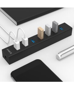 רכזת 7 יציאות USB3.0 בצבע שחור ORICO H7013-U3-V1 7 Port Hub