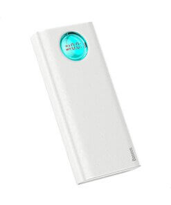 מטען נייד תצוגה דיגיטלית בצבע לבן Baseus PPALL-LG02 Amblight 20000MAH PD3.0 QC3.0 USB IP Type-C 18W