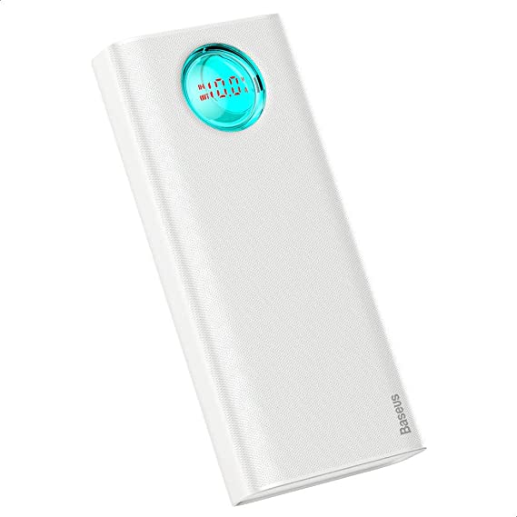 מטען נייד תצוגה דיגיטלית בצבע לבן Baseus PPALL-LG02 Amblight 20000MAH PD3.0 QC3.0 USB IP Type-C 18W