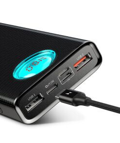 מטען נייד תצוגה דיגיטלית בצבע שחור Baseus PPALL-LG01 Amblight 20000MAH PD3.0 QC3.0 USB Type-C 18W