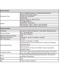 מצלמת רשת לחדרי ישיבות TENVEO Tevo-CC600 4K Conference Camera With Microphone 360° View