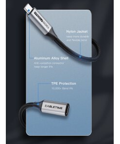 כבל מאריך CableTime CU21H 10Gbps PD 100W USB3.1 Gen 2 USB-C Male To USB-C Female Extension
