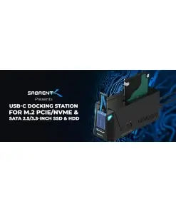 תחנת עגינה USB-C עבור M.2 PCIeNVMe ו-SATA 2.53.5 אינץ' SABRENT DS-UNHC SSD & HDD