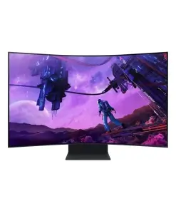מסך מחשב 55 גיימינג קעור QLED לבן קצב רענון 165Hz שחור SAMSUNG S55BG970NM Odyssey