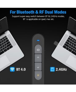 עכבר מצגות בלוטוס וגם 2.4 GHZ כולל לייזר עובד באוויר עד 100 מטר | X0023Y2AZF