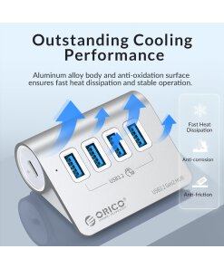 מפצל USB חיבורים 7 פורט USB3.2 מהירות 10 גיגה כולל טעינה ORICO M3U4C3-G2