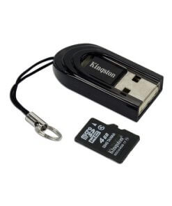 קורא כרטיסי זיכרון חיצוני חיבור USB2.0 מהירות גבוהה Kingston FCR-MRB+SDC44GB MicroSD Flash Card + Reader