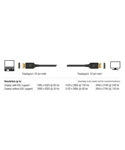 חיבור מסך DisplayPort זכר/זכר DELOCK | 85660 | 8K | 60hertz