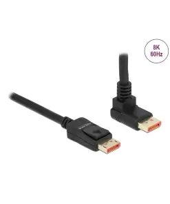 כבל HDR חיבור מסך DisplayPort זכר/זכר זווית 90 מעלות DELOCK 87055 8K 60hertz