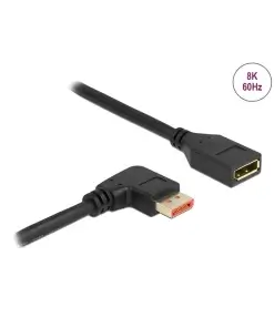 כבל מאריך HDR חיבור מסך DisplayPort ז/נ צד אחד בזווית 90° ימינה DELOCK 87077 8K 60hertz