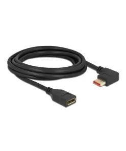 כבל מאריך HDR חיבור מסך DisplayPort ז/נ צד אחד בזווית 90° שמאלה DELOCK 87076 8K 60hertz