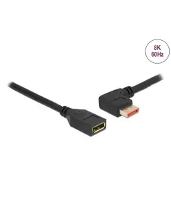 כבל מאריך HDR חיבור מסך DisplayPort ז/נ צד אחד בזווית 90° שמאלה DELOCK 87076 8K 60hertz