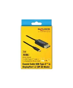 כבל תצוגה USB-C קואקסיאלי לחיבור מסך DisplayPort ז/ז DELOCK | 83709 | 4K | 60hertz