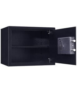 כספת הכוללת מערכת נעילה דיגיטלית מפתח חירום ידית מדף ומגירה METLGUARD 30E 50KG