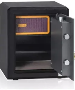 כספת הכוללת מערכת נעילה דיגיטלית מפתח חירום ידית מדף ומגירה METLGUARD 3D450 50KG