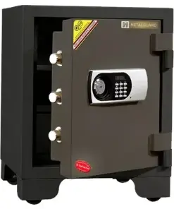 כספת הכוללת מערכת נעילה דיגיטלית מפתח חירום ידית מדף ומגירה METLGUARD LB680