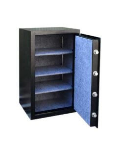 כספת הכוללת מערכת נעילה דיגיטלית מפתח חירום ידית מדף ומגירה METLGUARD MG90