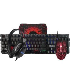 קיט גיימינג מקצועי הכולל אוזניות עכבר מקלדת ומשטח פד Azoni pro game Z1