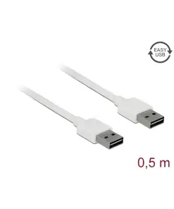 כבל EASY-USB 2.0 Type-A עם מחברים דו כיווניים צבע לבן ז/ז DELOCK | 85192 | 4K