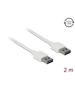 כבל EASY-USB 2.0 Type-A עם מחברים דו כיווניים צבע לבן ז/ז DELOCK | 85194 | 4K