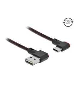 כבל EASY-USB 2.0 תקע USB-A בזווית צד 90° לתקע USB-C בזווית צד 90° ז/ז DELOCK | 85282 | 4K