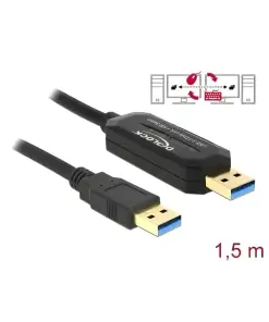 כבל SuperSpeed USB 5 Gbps Data Link + KM Switch להעברת מידה בין שני מחשבים ז/ז DELOCK | 83647 | 4K