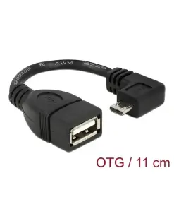כבל USB 2.0 OTG תקע מיקרו USB 90° לשקע USB-A אורך 11 ס"מ DELOCK | 83104 | 4K