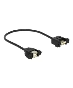 כבל USB 2.0 להתקנה בפאנל שקע USB-A לשקע USB-B עם מרחק בין הברגים 30 מ"מ ז/ז DELOCK | 85107 | 4K