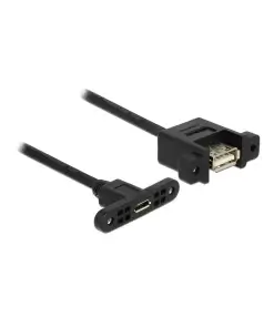 כבל USB 2.0 להתקנה בפאנל שקע USB-A לשקע מיקרו USB-B עם מרחק בין הברגים 30 מ