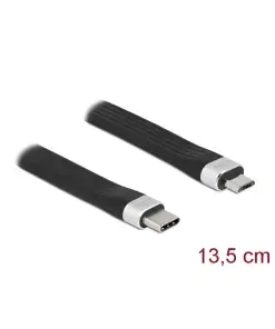 כבל USB 2.0 שטוח תקע USB-C לתקע USB Micro-B תומך PD 3 A ז/ז DELOCK | 86793