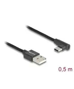 כבל USB 2.0 תקע USB-A לתקע USB-C מכופף 90° ז/ז DELOCK | 80029 | 4K