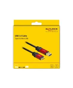 כבל USB 3.0 5Gbps Red metal תקע USB Micro-B לתקע USB-A ז/ז DELOCK | 82761 | 4K