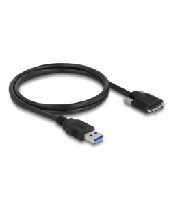 כבל USB 3.0 5Gbps תקע USB Micro-B עם ברגים נעילה לתקע USB-A ז/ז DELOCK | 87799 | 4K