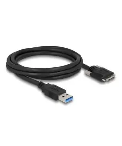כבל USB 3.0 5Gbps תקע USB Micro-B עם ברגים נעילה לתקע USB-A ז/ז DELOCK | 87800 | 4K