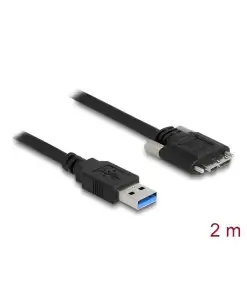 כבל USB 3.0 5Gbps תקע USB Micro-B עם ברגים נעילה לתקע USB-A ז/ז DELOCK | 87800 | 4K