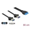 כבל USB 3.0 להתקנה בפאנל שקע 19 פין ל- 2 שקעים USB-A עם מרחק בין הברגים 18.5 מ