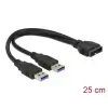 כבל USB 3.0 תקע 19 ל- 2 תקעים USB-A אורך 25 ס