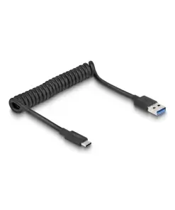 כבל USB 3.1 Gen 2 10Gbps מסולסל תקע USB-C לתקע USB-A ז/ז DELOCK | 85349 | 4K